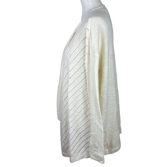 Lou & Grey Cream Open Front Waterfall Wool / Alpaca Blend Fuzzy Cardigan - Picture 5 of 7